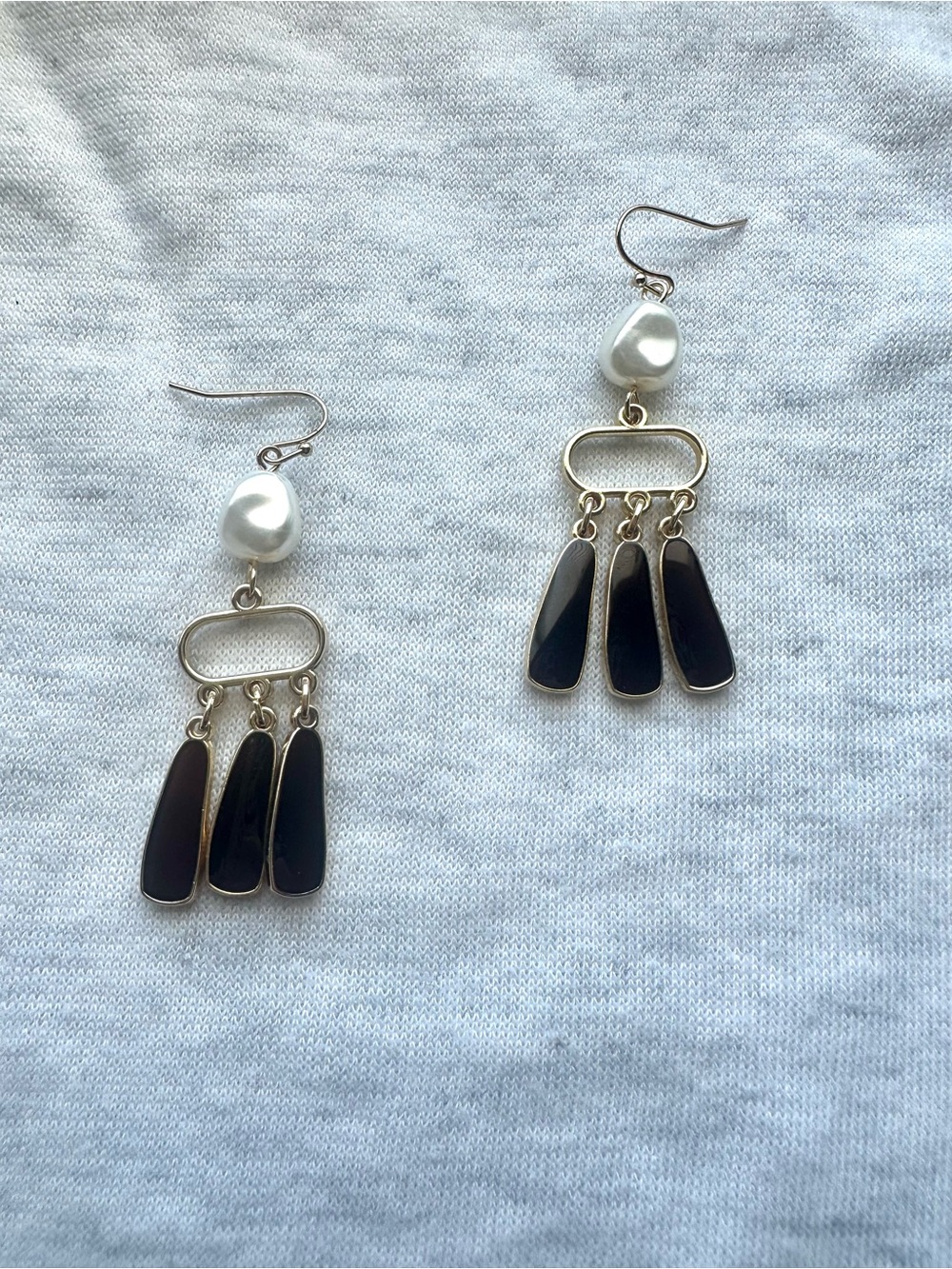 Pearl Brown Enamel Dangle Earrings - Women Jewelry
